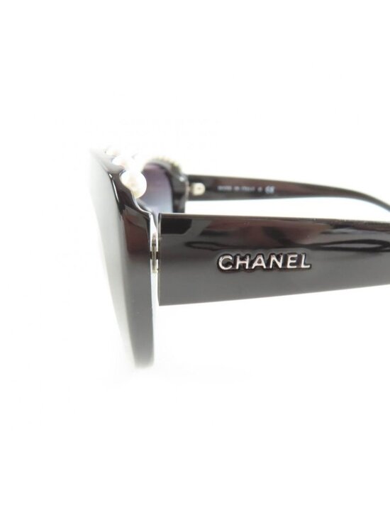 Chanel Logo Faux Pearl Sunglasses Eyewear Black